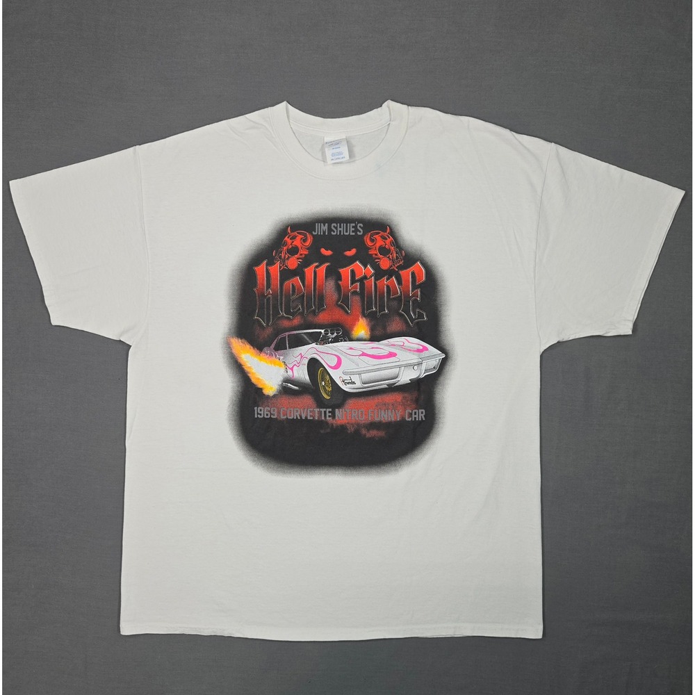 Jim Shue Hell Fire Drag Racing Corvette Funny Car Tee Americana‎ Motorsports 2XL